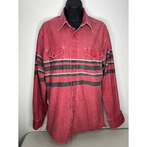 Vintage Wrangler Brushpopper Shirt Striped Western Rodeo Sz 15.5-34 X-Long Tails